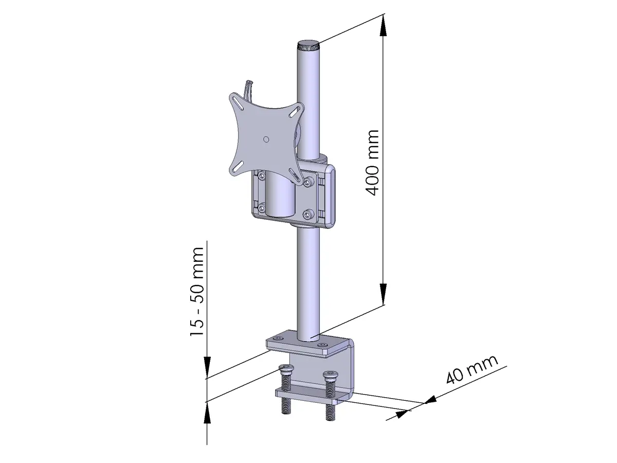 Curved Monitorhalter Flat bis 49" für 1 Bildschirm mit Tischklemme