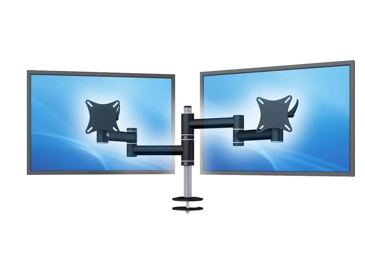 Flex-System Monitorhalterung für 2 Monitore Einbauadapter mit Kabelauslass (MA) 2er - 17''-24''   Kopie