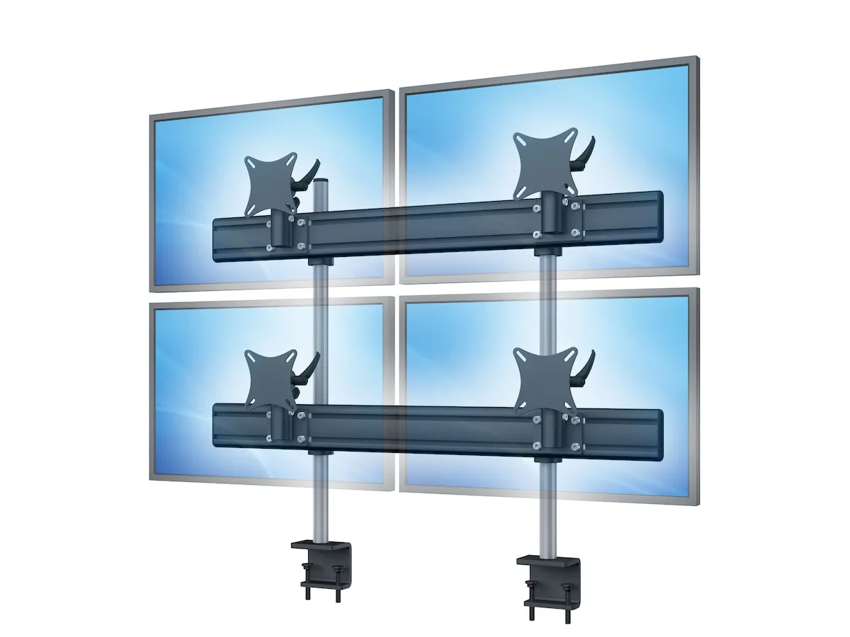 2x2-Monitor-Tischhalterung mit stabiler Klemme für vier Bildschirme