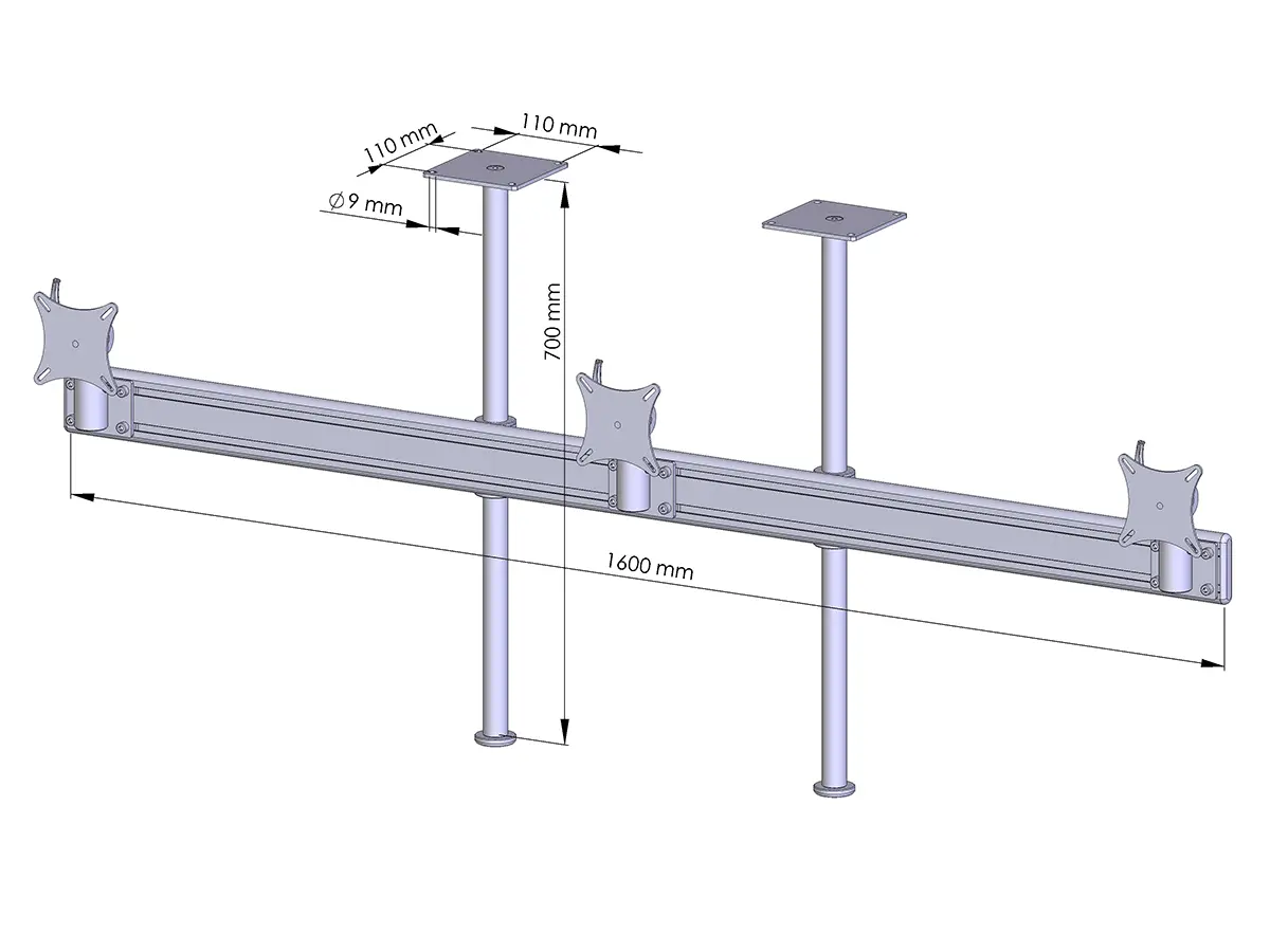 Flat-System Monitorhalter Decke für 3 Monitore 3er - 25''-32"
