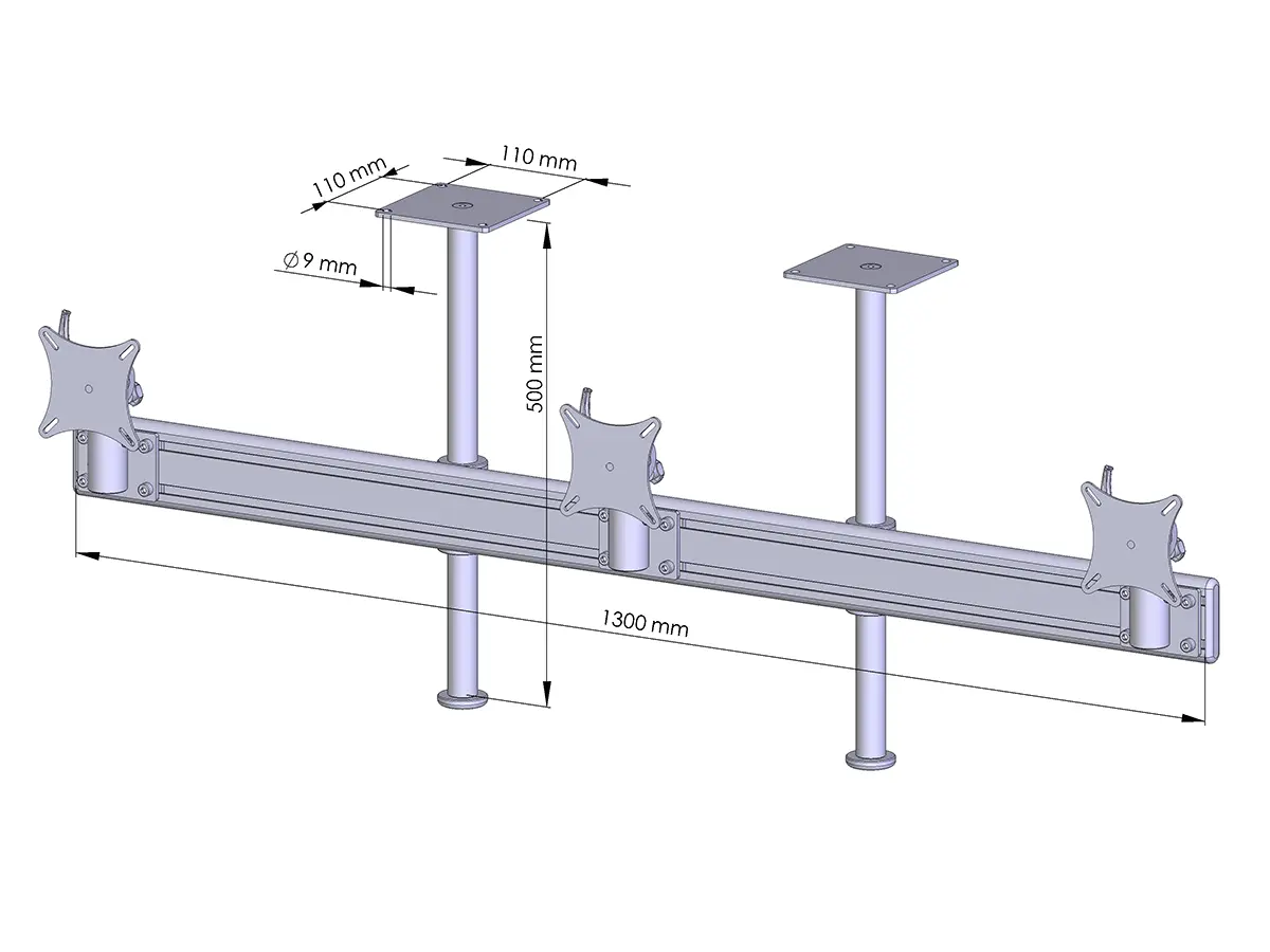Flat-System Monitorhalter Decke für 3 Monitore 3er - 20''-24"