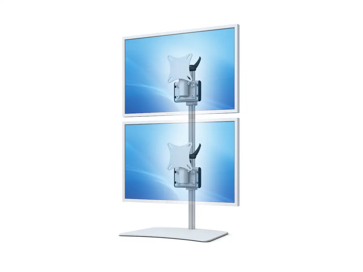 Flat-System Monitorhalter für 2 Bildschirme mit Tisch-Stand-Fuß 1+1 - 25''-32''